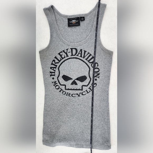 Harley Davidson Gray Tank Top Women's Size Small Sparkly Willie G Logo - Picture 6 of 7